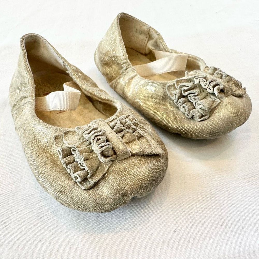 Baby Blotch Raphaela Golden Ruffle Ballet Slippers